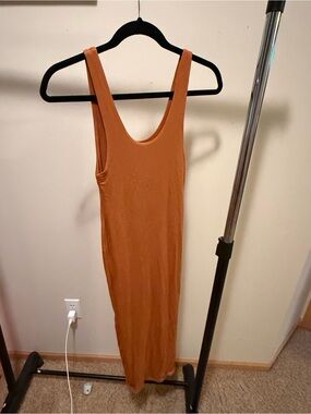 Oh Polly Rust/Terra Cotta Scoop Neck Maxi Dress